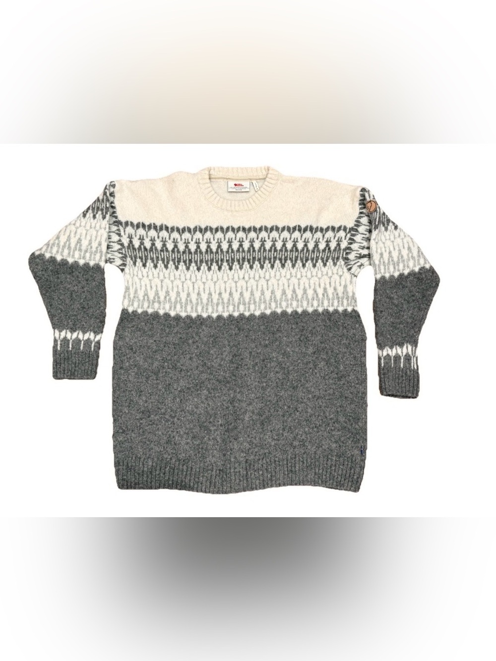 Fjällräven Övik Path Knit Sweater Women Size XL Gray 100% Wool Fjallraven